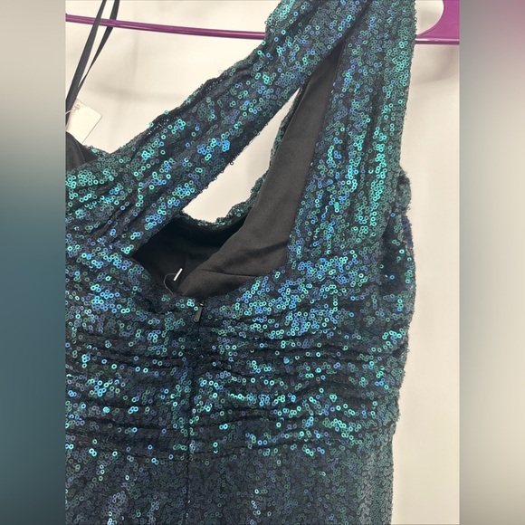 Stunning Rene Ruiz Collection One Shoulder Gown US 12 NWT Teal Ombré - Picture 8 of 8